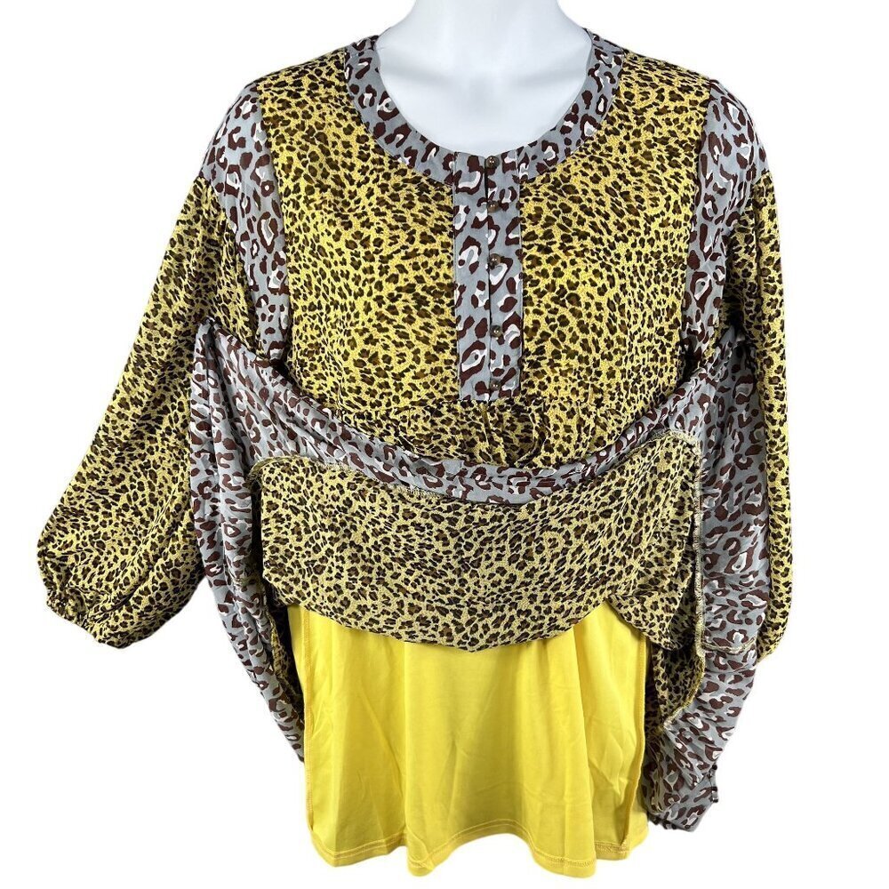 UMGEE Womens Large Animal Print Smocked Babydoll Boho Ruffle Lined Dress Tunic - Picture 6 of 16